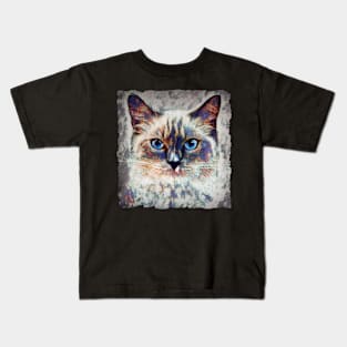 Siamese Cat Mosaic Design Kids T-Shirt